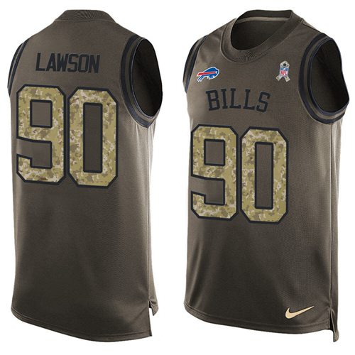 Nike Bills #90 Shaq Lawson Green Men's Stitched NFL Limited Salute To Service Tank Top Jersey - Click Image to Close
